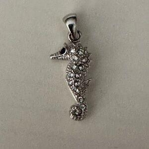 Sparkling Silver Seahorse Necklace with Crystal Accents